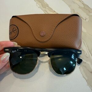 Ray-Ban Black and Gold Clubmaster Sunglasses POLARIZED